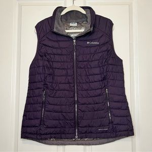 Columbia Women's White Out Puffer Omni Heat Insulated Vest dark purple XL